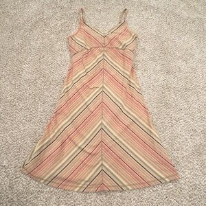 Royal Robbins Womens S Striped Sleeveless Built In Bra Casual Summer Beach Dress